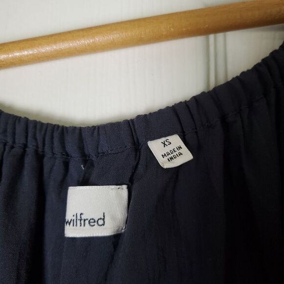 Aritzia Wilfred Emmie Off-The-Shoulder Navy Blue Dress - Picture 6 of 7